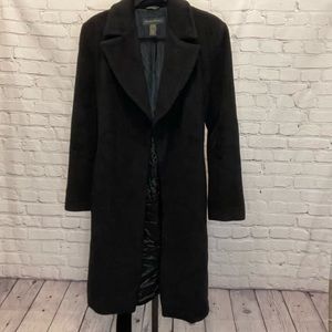 Banana Republic Long Lined Coat Angora Wool Blend Made in Italy Size Large